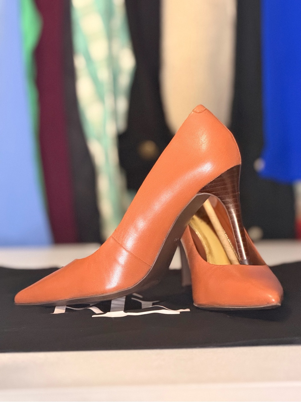 Lauren Ralph Lauren Orange Pointed Toe Leather Pumps